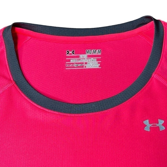 UNDER ARMOUR Fitted HeatGear Coral Pink Short Sleeve Shirt Women's Size M - Picture 4 of 11